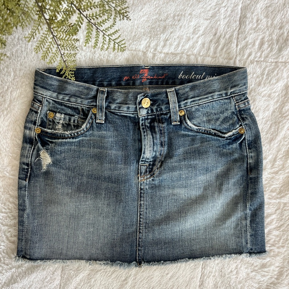 7 For All Mankind Bootcut Mini Jean Skirt
